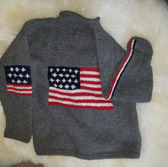 OLYMPICS!  American Flag Wool Sweater Unisex - Picture 2 of 7